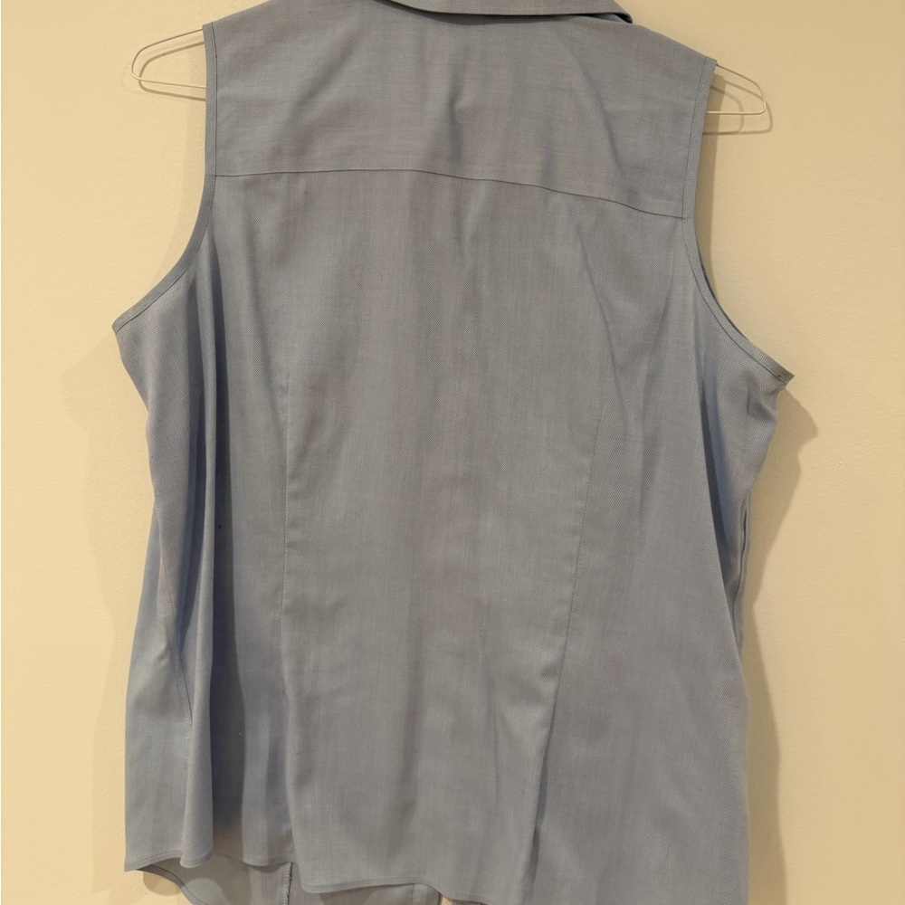 Talbots Light Blue Sleeveless Button-Front Shirt - Picture 2 of 5
